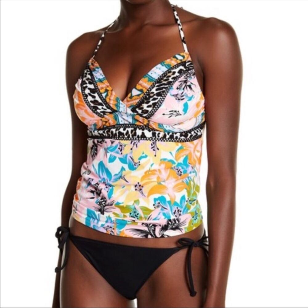 NWT Nanette Lepore Tankini Halter Top Sz S